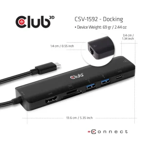 Sortie 🥰 CLUB3D CSV-1592 Station D’accueil USB 3.2 Gen 1 (3.1 Gen 1) Type-C Noir 👍 commentaire favorable 14