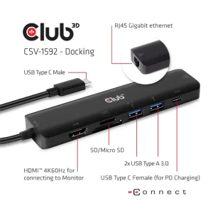 Sortie 🥰 CLUB3D CSV-1592 Station D’accueil USB 3.2 Gen 1 (3.1 Gen 1) Type-C Noir 👍 commentaire favorable 16