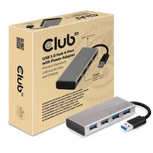 Authentic Original licence Bon marché 🎉 CLUB3D USB 3.0 Hub 4-Port With Power Adapter 🎁 10