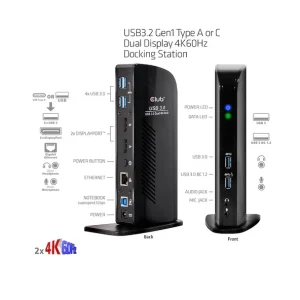 Bon marché 💯 CLUB3D USB3.2 Gen1 Type A Or C Dual Display 4K60Hz Docking Station DisplayLink Certified 👏 boutique 14