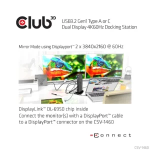 Bon marché 💯 CLUB3D USB3.2 Gen1 Type A Or C Dual Display 4K60Hz Docking Station DisplayLink Certified 👏 boutique 18