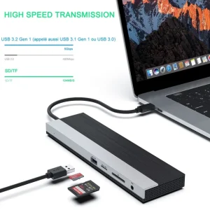 Authenticité garantie Nouveau 🎉 DLH STATION D’ACCUEIL USB-C 4K TRIPLE AFFICHAGE (DP / HDMI / VGA) 😀 16