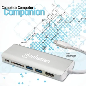 authentiques Coupon ✔️ Manhattan 152075 Hub & Concentrateur USB 3.2 Gen 2 (3.1 Gen 2) Type-C 40000 Mbit/s Aluminium 🔔 10