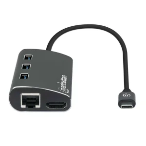 Sortie 🌟 Manhattan 152440 Hub & Concentrateur USB Type-C 800 Mbit/s Noir 🎉 jusqu'à 13