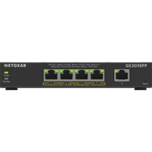 online boutique Sortie 🛒 NETGEAR 5-Port Gigabit Ethernet High-Power PoE+ Plus Switch (GS305EPP) Géré L2/L3 Gigabit Ethernet (10/100/1000) Connexion Ether 😉 10