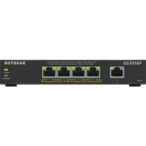 meilleure qualité Bon marché 😍 NETGEAR 5-Port Gigabit Ethernet PoE+ Plus Switch (GS305EP) Géré L2/L3 Gigabit Ethernet (10/100/1000) Connexion Ethernet, Support ⌛ 10