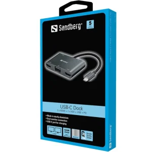 boutique en ligne france Nouveau 🎁 Sandberg USB-C Dock 2xHDMI+1xVGA+USB+PD 😀 6