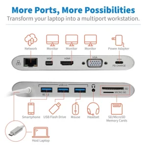 Meilleur Prix Garanti Le moins cher 👏 Tripp Lite U442-DOCK1 Station D’accueil Avec Fil USB 3.2 Gen 1 (3.1 Gen 1) Type-C Argent 🔔 14