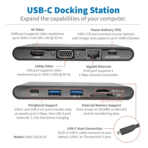 Top 10 ❤️ Tripp Lite U442-DOCK3-B Station D’accueil Avec Fil USB 3.2 Gen 2 (3.1 Gen 2) Type-C Noir ✔️ beauté 12